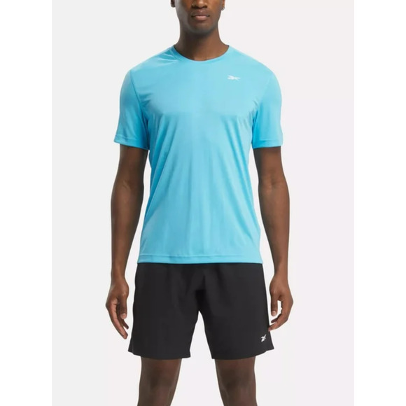 Reebok Men Training Tech T-Shirt Bold Cyan Size XL - Picture 1 of 4